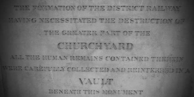 The inscription on the Cloak Lane burial vault.