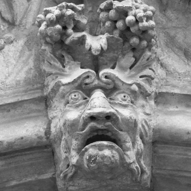 One of the stone faces we encounter on the ghost walk.