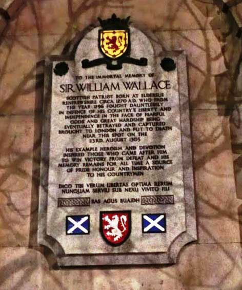 The memorial at the spot where Sir William Wallace was executed.