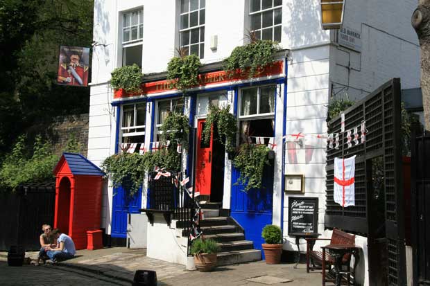 The exterior of the Grenadier Pub.